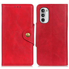 Leather Case Stands Flip Cover Holder N03P for Motorola Moto G71s 5G Red