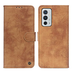 Leather Case Stands Flip Cover Holder N03P for OnePlus 9RT 5G Brown