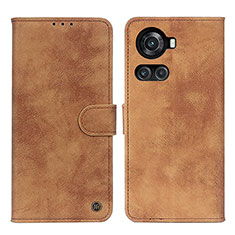 Leather Case Stands Flip Cover Holder N03P for OnePlus Ace 5G Brown