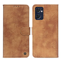 Leather Case Stands Flip Cover Holder N03P for OnePlus Nord CE 2 5G Brown