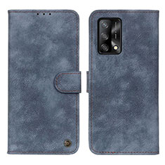 Leather Case Stands Flip Cover Holder N03P for Oppo A74 4G Blue