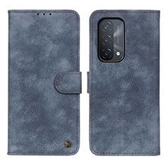 Leather Case Stands Flip Cover Holder N03P for Oppo A74 5G Blue