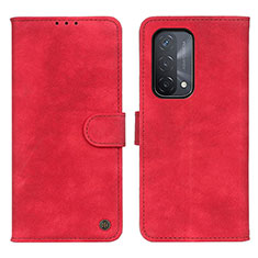 Leather Case Stands Flip Cover Holder N03P for Oppo A74 5G Red