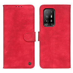 Leather Case Stands Flip Cover Holder N03P for Oppo A94 5G Red