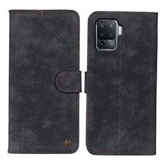 Leather Case Stands Flip Cover Holder N03P for Oppo F19 Pro Black