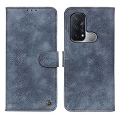 Leather Case Stands Flip Cover Holder N03P for Oppo Reno5 A Blue
