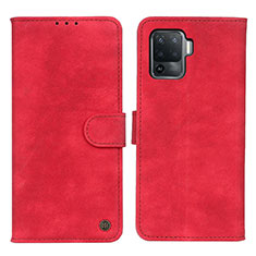 Leather Case Stands Flip Cover Holder N03P for Oppo Reno5 F Red