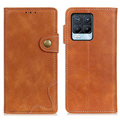 Leather Case Stands Flip Cover Holder N03P for Realme 8 4G Brown