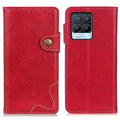 Leather Case Stands Flip Cover Holder N03P for Realme 8 4G Red