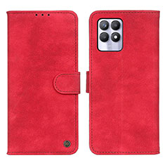 Leather Case Stands Flip Cover Holder N03P for Realme 8i Red