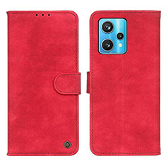 Leather Case Stands Flip Cover Holder N03P for Realme 9 4G Red