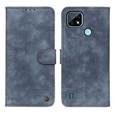 Leather Case Stands Flip Cover Holder N03P for Realme C21 Blue