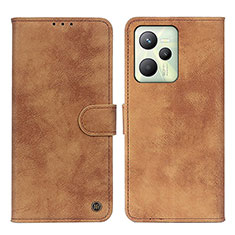 Leather Case Stands Flip Cover Holder N03P for Realme C35 Brown