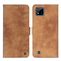 Leather Case Stands Flip Cover Holder N03P for Realme Narzo 50i Brown