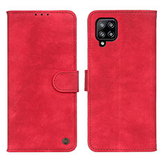 Leather Case Stands Flip Cover Holder N03P for Samsung Galaxy A22 4G Red