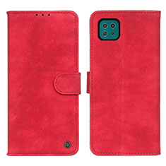 Leather Case Stands Flip Cover Holder N03P for Samsung Galaxy A22 5G Red