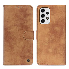 Leather Case Stands Flip Cover Holder N03P for Samsung Galaxy A23 4G Brown