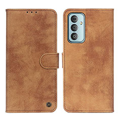 Leather Case Stands Flip Cover Holder N03P for Samsung Galaxy F13 4G Brown