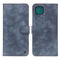 Leather Case Stands Flip Cover Holder N03P for Samsung Galaxy F42 5G Blue