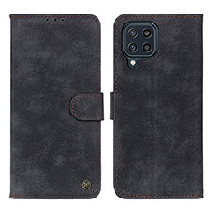 Leather Case Stands Flip Cover Holder N03P for Samsung Galaxy M32 4G Black