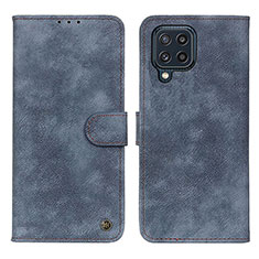 Leather Case Stands Flip Cover Holder N03P for Samsung Galaxy M32 4G Blue