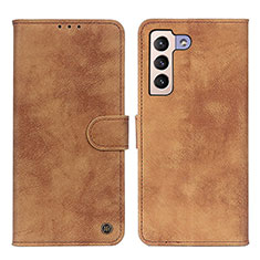 Leather Case Stands Flip Cover Holder N03P for Samsung Galaxy S21 FE 5G Brown