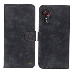 Leather Case Stands Flip Cover Holder N03P for Samsung Galaxy XCover 5 SM-G525F Black