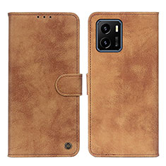 Leather Case Stands Flip Cover Holder N03P for Vivo Y01A Brown