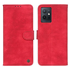 Leather Case Stands Flip Cover Holder N03P for Vivo Y30 5G Red