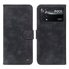 Leather Case Stands Flip Cover Holder N03P for Xiaomi Poco X4 Pro 5G Black