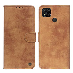 Leather Case Stands Flip Cover Holder N03P for Xiaomi Redmi 9C Brown