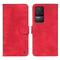 Leather Case Stands Flip Cover Holder N03P for Xiaomi Redmi K50 5G Red