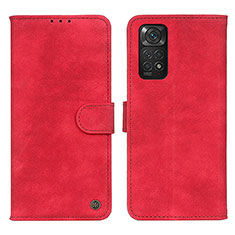 Leather Case Stands Flip Cover Holder N03P for Xiaomi Redmi Note 11S 4G Red