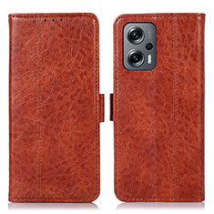 Leather Case Stands Flip Cover Holder N03P for Xiaomi Redmi Note 12 Turbo 5G Brown