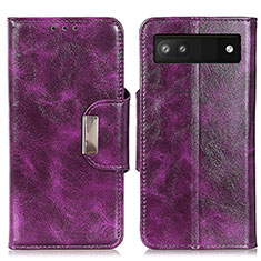 Leather Case Stands Flip Cover Holder N04P for Google Pixel 7a 5G Purple