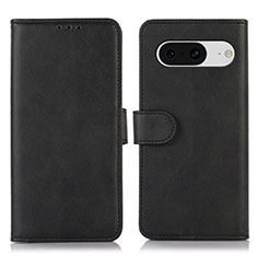 Leather Case Stands Flip Cover Holder N04P for Google Pixel 8 5G Black
