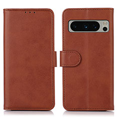 Leather Case Stands Flip Cover Holder N04P for Google Pixel 8 Pro 5G Brown