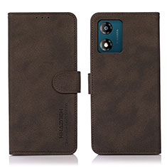 Leather Case Stands Flip Cover Holder N04P for Motorola Moto E13 Brown