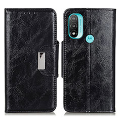 Leather Case Stands Flip Cover Holder N04P for Motorola Moto E30 Black