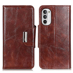 Leather Case Stands Flip Cover Holder N04P for Motorola Moto Edge (2022) 5G Brown