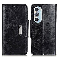 Leather Case Stands Flip Cover Holder N04P for Motorola Moto Edge 30 Pro 5G Black