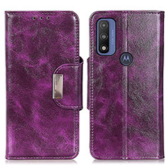 Leather Case Stands Flip Cover Holder N04P for Motorola Moto G Pure Purple