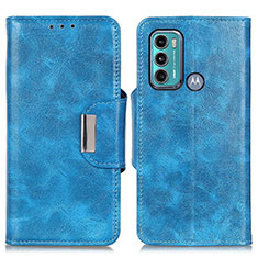 Leather Case Stands Flip Cover Holder N04P for Motorola Moto G60 Sky Blue
