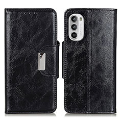 Leather Case Stands Flip Cover Holder N04P for Motorola Moto G82 5G Black