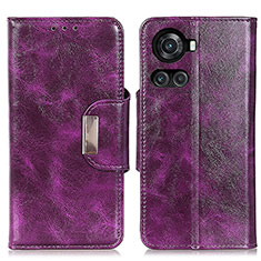 Leather Case Stands Flip Cover Holder N04P for OnePlus 10R 5G Purple