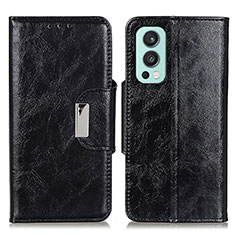 Leather Case Stands Flip Cover Holder N04P for OnePlus Nord 2 5G Black