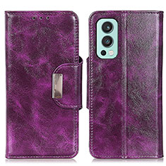 Leather Case Stands Flip Cover Holder N04P for OnePlus Nord 2 5G Purple