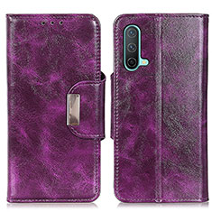 Leather Case Stands Flip Cover Holder N04P for OnePlus Nord CE 5G Purple