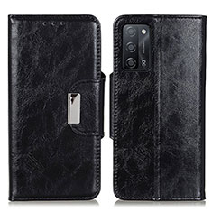 Leather Case Stands Flip Cover Holder N04P for Oppo A55 5G Black