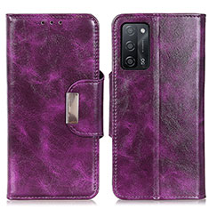 Leather Case Stands Flip Cover Holder N04P for Oppo A55 5G Purple